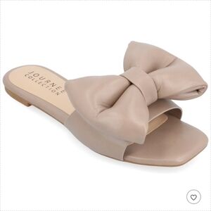 Journee Collection Wmn's Fayre Mocha slip-on slide sandals in vegan leather Sz 7